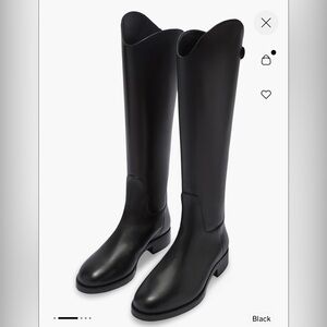 Women’s Aeyde Hector Black Leather riding Boots with back zipper and snaps.
